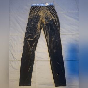 Victoria's Secret Vintage Black Velvet Leggings with Silver Waistband